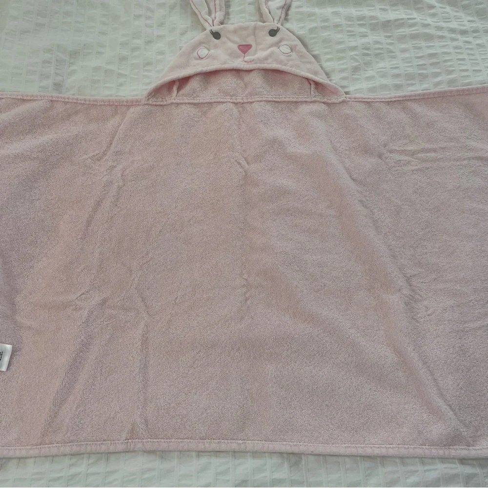 Pottery Barn Kids Critter Plush Kid Hooded Towel Collection Light Pink Bunny